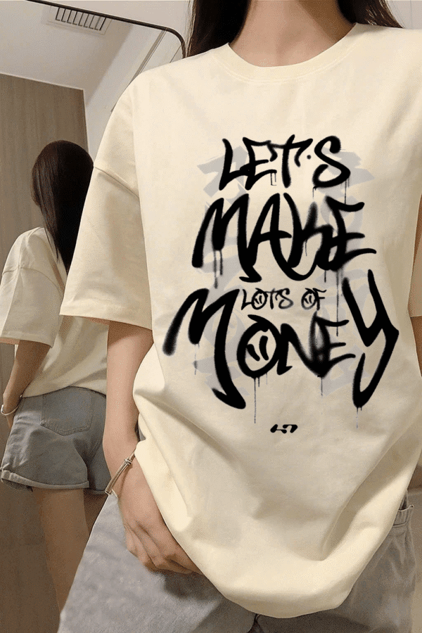 Unisex Local Brand Boxy Fit T-Shirt Printed with LET’S MAKE MONEY - Image 2