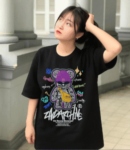 Unisex Local Brand Boxy Fit T-Shirt Printed with Graffiti Bear ZARCHIVE – Graffiti Bear print on front