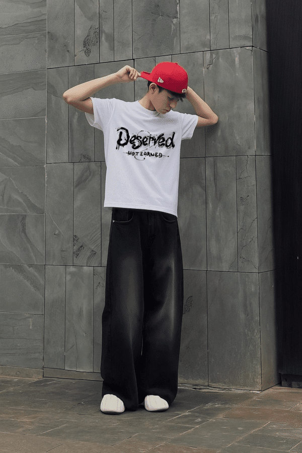 Unisex Local Brand Boxy Fit T-Shirt Printed with Deserved - Image 2