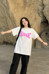 Local Brand T-Shirt Boxy Fit T-Shirt D&P Apparel 35 Printed with SAVAGE