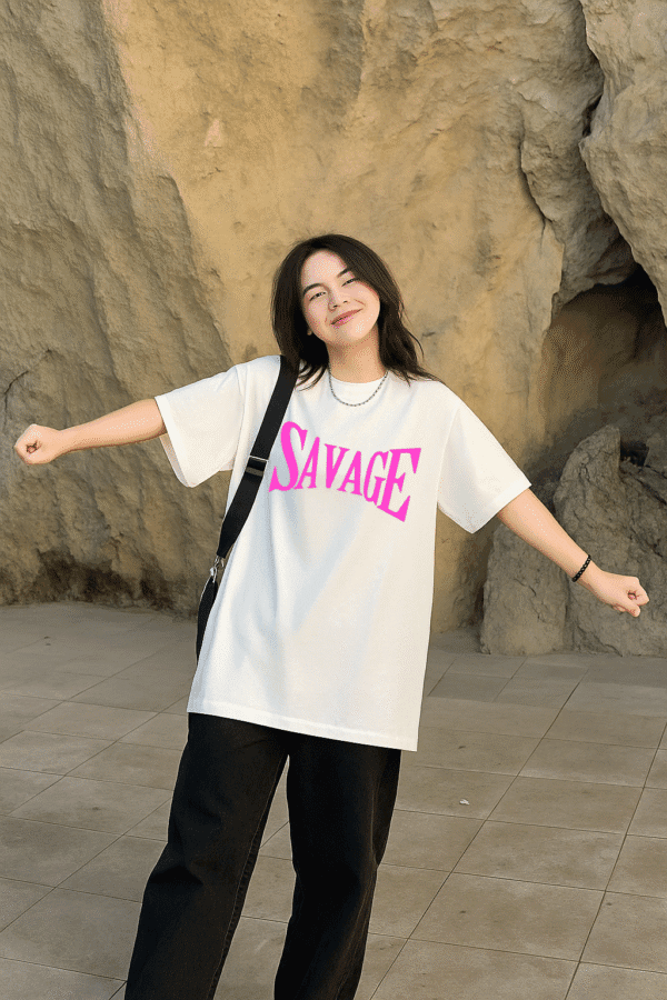 Unisex Local Brand Boxy Fit T-Shirt Printed with SAVAGE