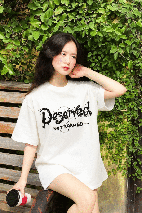 Unisex Local Brand Boxy Fit T-Shirt Printed with Deserved - Image 3