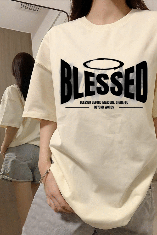 Unisex Local Brand Boxy Fit T-Shirt Printed with Blessed