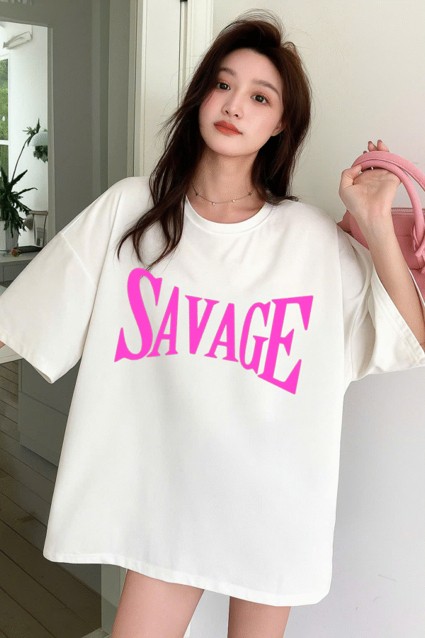 Unisex Local Brand Boxy Fit T-Shirt Printed with SAVAGE - Image 4