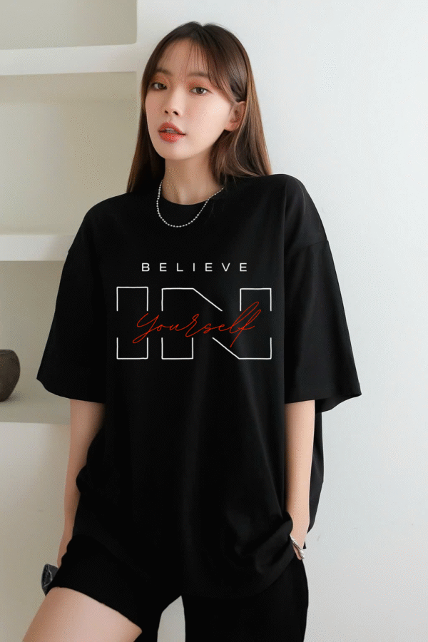 Unisex Local Brand Boxy Fit T-Shirt Printed with Believe In Yourself - Image 4