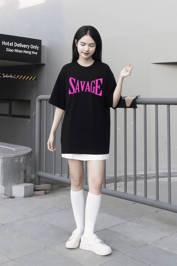 Unisex Local Brand Boxy Fit T-Shirt Printed with SAVAGE - Image 5