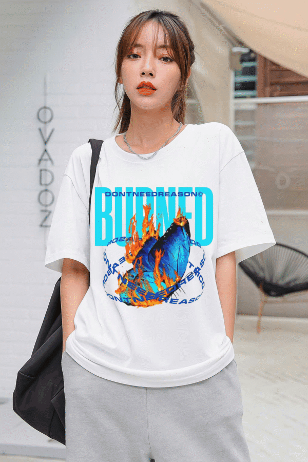 Unisex Local Brand Boxy Fit T-Shirt Printed with DON’T NEED REASON – BURNED
