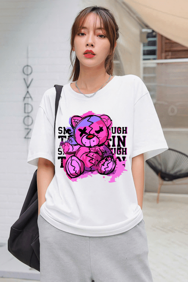 Unisex Local Brand Boxy Fit T-Shirt Printed with Sad But Strong Bear - Image 3