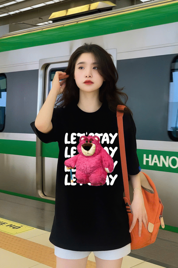 Unisex Local Brand Boxy Fit T-Shirt Printed with Lotso Bear – LET'S STAY - Image 3