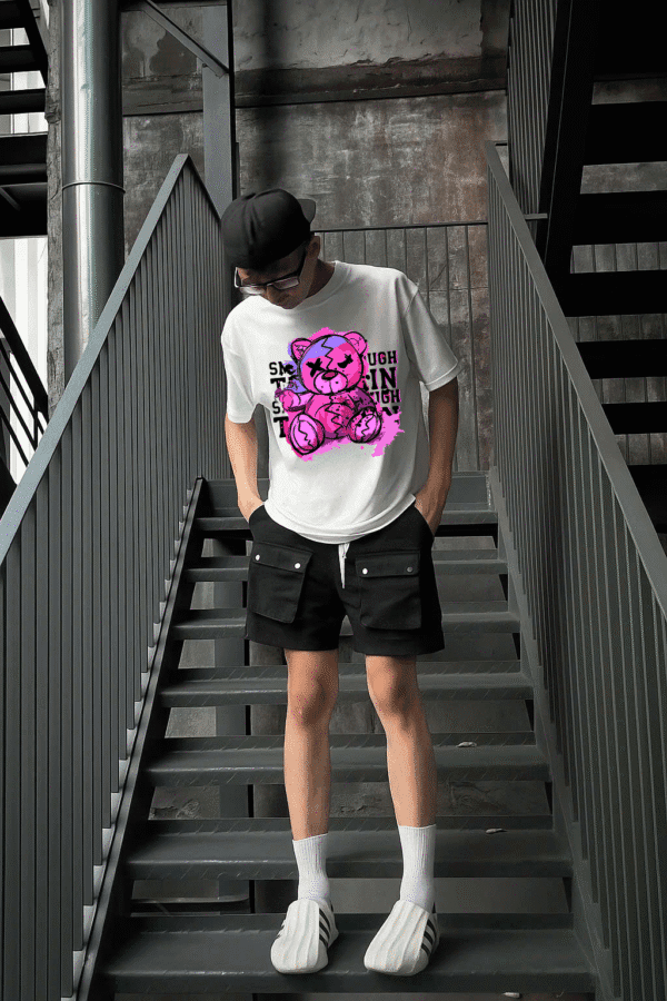 Unisex Local Brand Boxy Fit T-Shirt Printed with Sad But Strong Bear