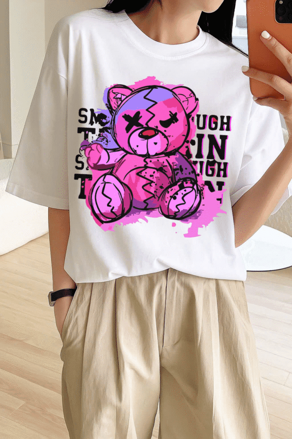 Unisex Local Brand Boxy Fit T-Shirt Printed with Sad But Strong Bear - Image 4