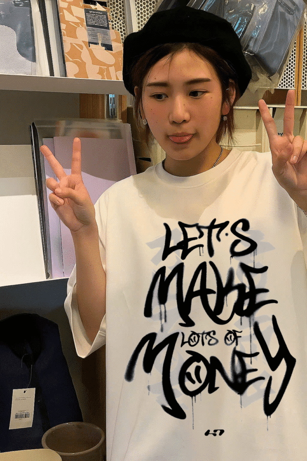 Unisex Local Brand Boxy Fit T-Shirt Printed with LET’S MAKE MONEY - Image 5