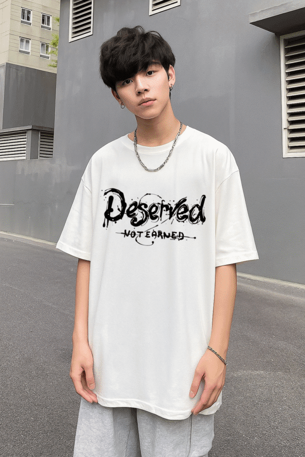 Unisex Local Brand Boxy Fit T-Shirt Printed with Deserved