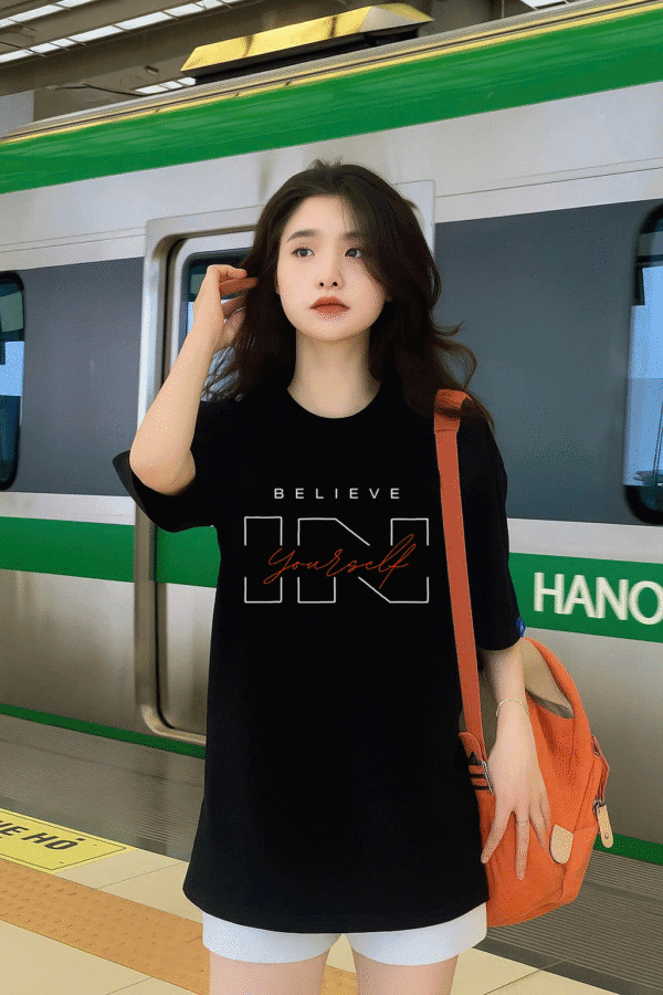 Unisex Local Brand Boxy Fit T-Shirt Printed with Believe In Yourself - Image 2