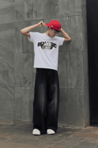 Detailed image of actual printed boxy fit T-Shirt from D&P Apparel 35.
